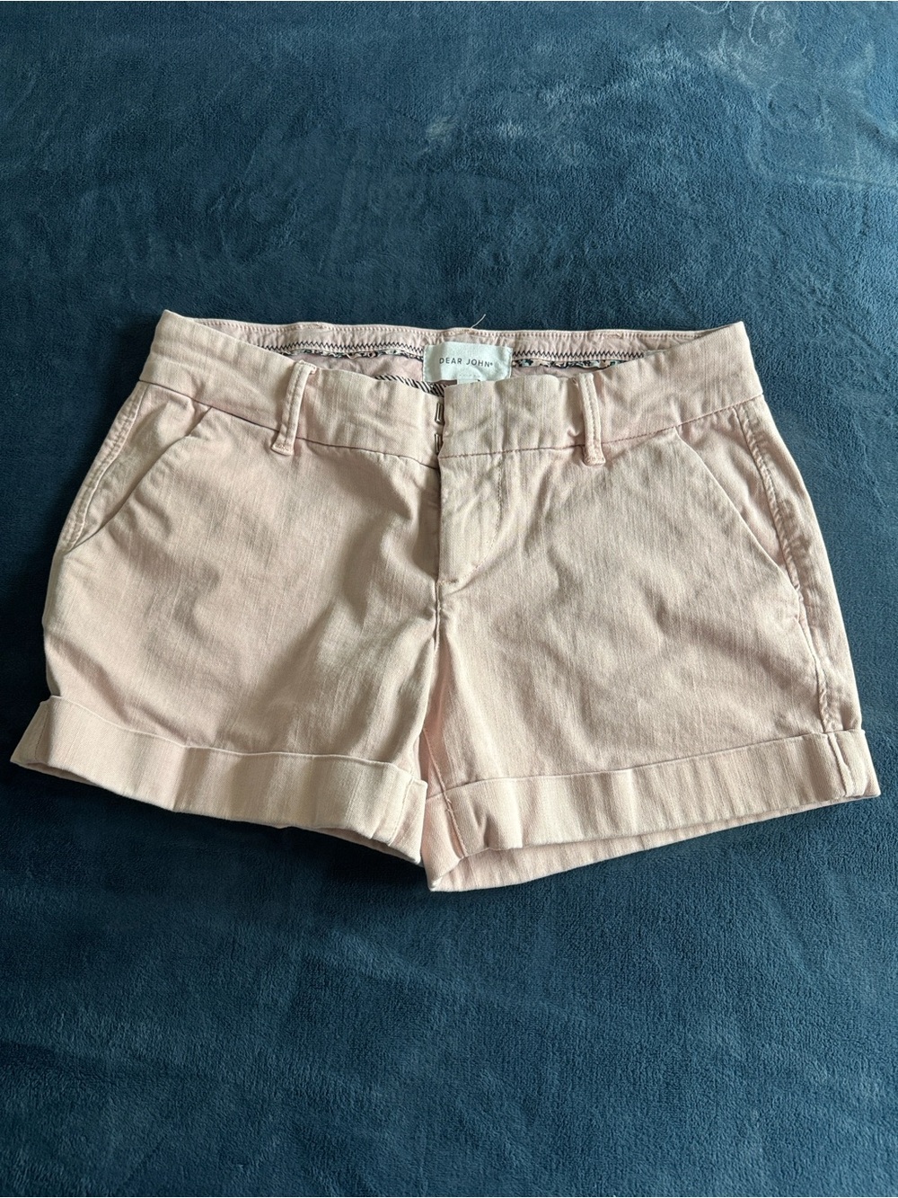 Dear John Pale Pink Cuffed Cotton Blend Women's Shorts